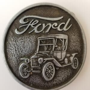 Ford Buckle Belt Model T Car Silver Circle Metal Accessory